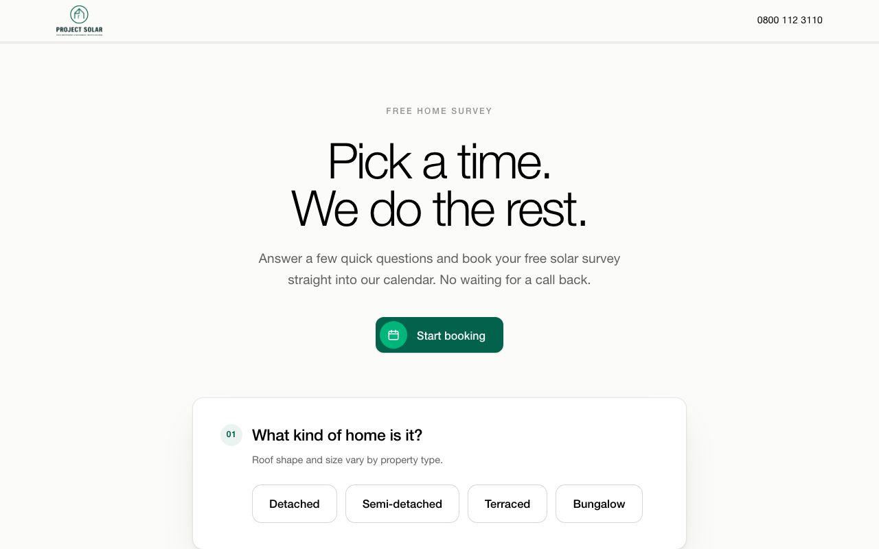 Direct calendar booking page